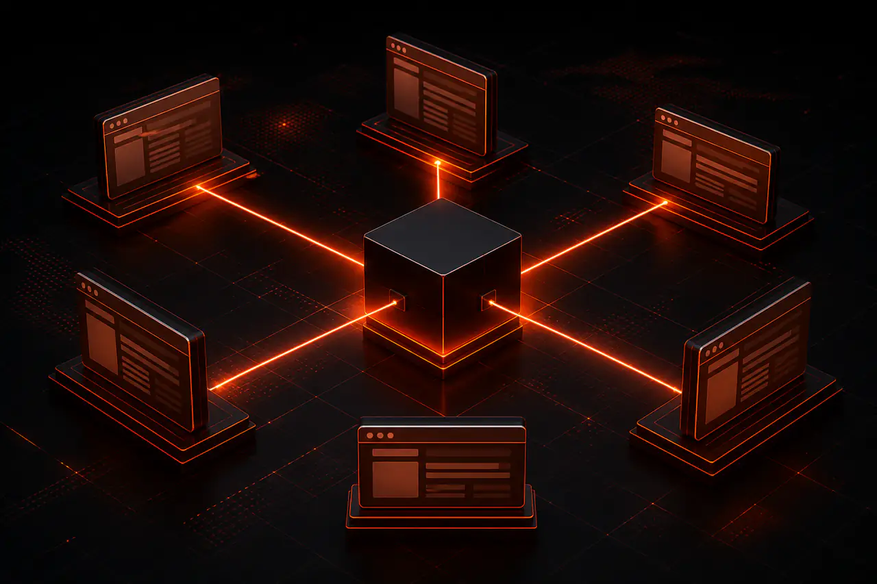 Independent website properties connected to a privately controlled publishing network